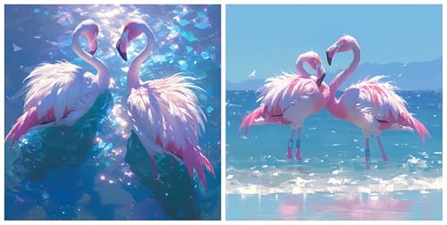 Kit diamond painting flamant rose 5D | Toile haut de gamme et strass éclatants