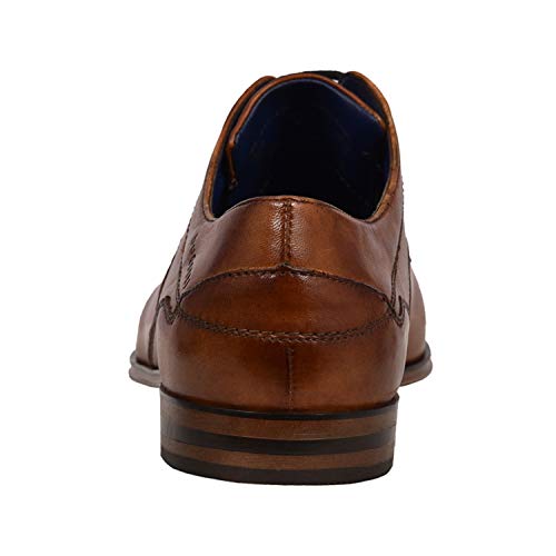 bugatti Herren Business Halbschuh aus Hochwertigem Leder, Derby mit Eleganter Liniengestaltung, Cognac, 41 EU – Ansicht 5