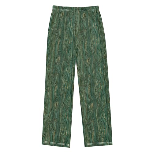 senya Pajama Pants Sleep Pants Wood Grain Green Gold for Age 6-14