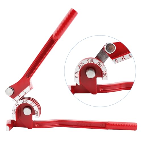 Image of Copper Tube Benders & 1Pair Gloves,3-in-1 Manual Tubing Benders for 1 /4'' 5 /16'' 3 /8'' Tubing 0-180 Degrees Heavy Duty Brake Line Bending Tool for Copper-Brass,Aluminum Pipes(RED,Size:10.24inch)