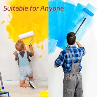 Rouleau à Peinture, 70-110cm 2 en 1 Kit de Rouleaux à Peinture avec Perche Télescopique Réglable, Kit de Peinture Professionnel en Acier Inoxydable Adapté à Peinture Murale, Peinture, Décoration