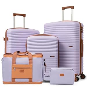 Cobens Cobens Gepäck-Set, 5-teilig, Koffer mit Rollen, ABS-Hartschalenkoffer, Gepäck mit TSA-Schloss, Spinner-Räder, Handgepäck-Set, Violett, 5-teilige Sets (20/24/28/DB/TB), modisch