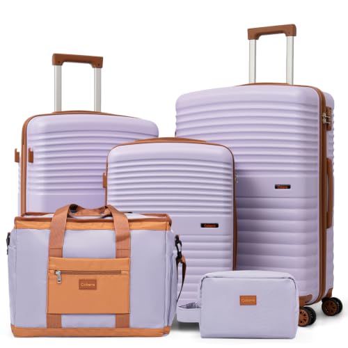 Image of Cobens Luggage Sets 5 Piece, Suitcases with Wheels, 20 inch /24 inch /28 inch,Purple