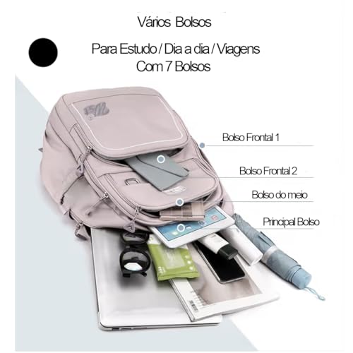 Mochila Fofa Feminina De Costas Bolsa Impermeável Escolar Leve Escolar Viagem Trabalho Faculdade Pas