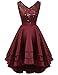 Meetjen Prom Dress for Women 2025 Glitter Sequin Formal Cocktail Dresses Holiday Short V Neck Girls Evening Ball Gown Christmas Burgundy M