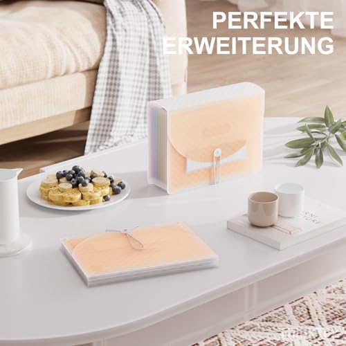 ThinkTex Accordian Aktenordner, 12 Fächer, erweiterbare Aktenordner, tragbarer monatlicher Rechnungsbeleg-Organizer, bunte Registerkarten, A4-Größe – Orange