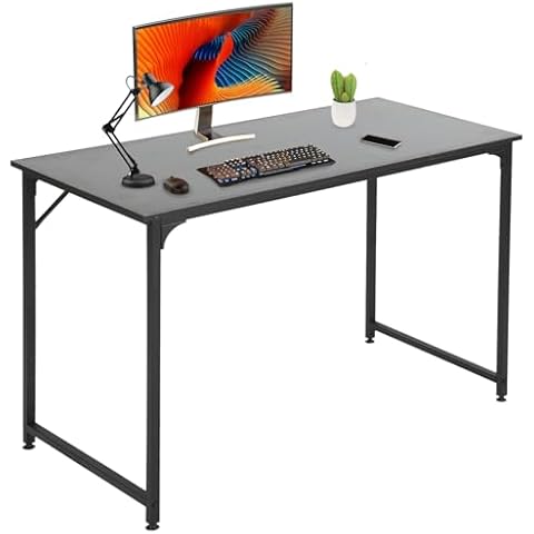 Ruesleag Home Office Desk 47.2IN Computer Desk Writing Gaming Studying Table&Workstation for Adults Kids Modern Simple Space-Saving PC Laptop Desk Table Sturdy Metal Frame Home Furniture,Black Cover