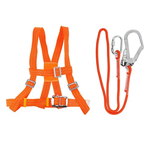 Preisvergleich Produktbild Fallschutz Auffanggurt Absturzsicherung, 5-Punkt Geschir Auffanggerät mit Legierungsstahl Karabinerhaken (1.6 m,Groß Karabiner)