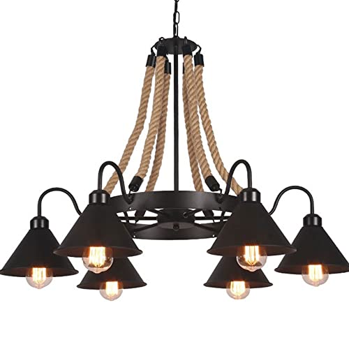 Chandelier suspension E27 corde de chanvre lustre industriel créatif réglable