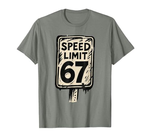 67 Speed Limit Sign Gen Alpha 67 Meme T-Shirt, Men, Olive Heather, Large