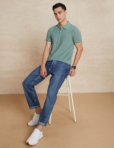 Image of Amazon Brand - Symbol Men's Cotton Rich Textured Polo Tshirts | Collar Plain Tshirts | Half Sleeves - Regular Fit (Available in Plus Sizes)