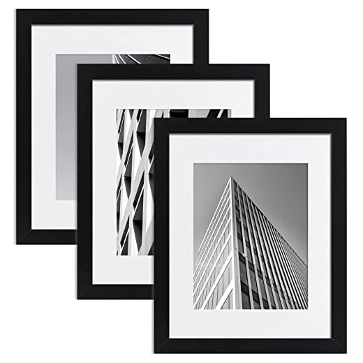 ELSKER&HOME 16x20 Picture Frame,Photos 11x14 with mat or 16 x 20 without Mat,Black Poster Frame Set of 3, Include 3 Wall Art Prints, Horizontal and Vertical Wall Mounting
