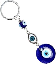 HOMSFOU 1 Pc Lucky Eye Charm Keychain Turkish Evil Eye Beads Turkish Feng Shui Amulet Reflect Negative Energy Allah's Eye Alloy Talisman Missing Bag
