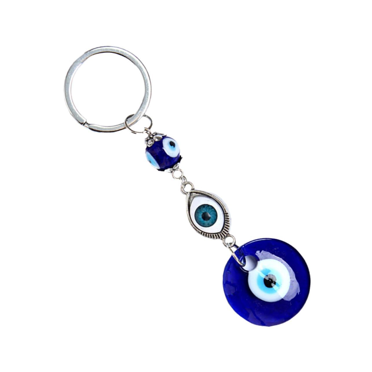 NAUZE 2 portachiavi con ciondolo a forma di occhio del malocchio, portafortuna blu, amuleto turco, gioielli per chiavi auto, borse, zaini, accessori, Multicolore, 1