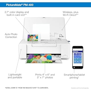 Epson PictureMate PM-400 Wireless Compact Color Photo Printer, white