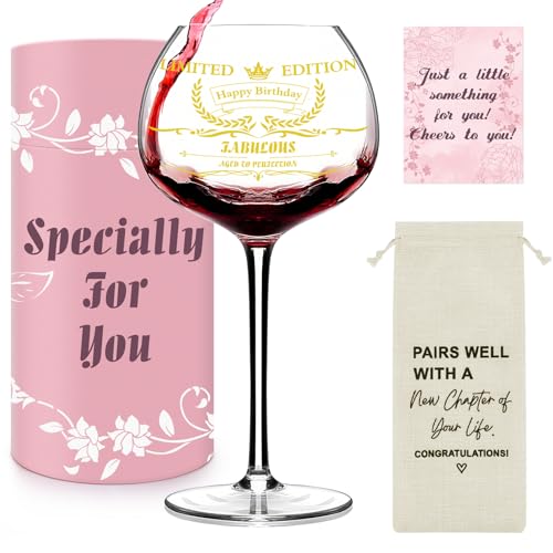 Philorn Birthday Gifts for Women 2026 Vintage 16Oz Birthday Wine Glass for Wine Lovers Personalised Gifts for Women Friends Wife Daughter Sister Mom