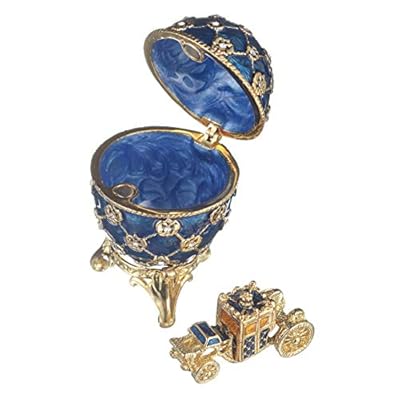 danila-souvenirs Huevo al estilo Fabergé de coronacion imperial/Caja de Joya con carruaje 6,5 cm azul | Ya disponible en tu tienda friki favorita! En mundofriki.es!