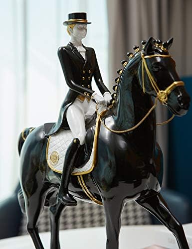 NENBOLEC Figurine Statue Horse Sculpture Home Decor Polyresin Equestrian Gifts 34cm