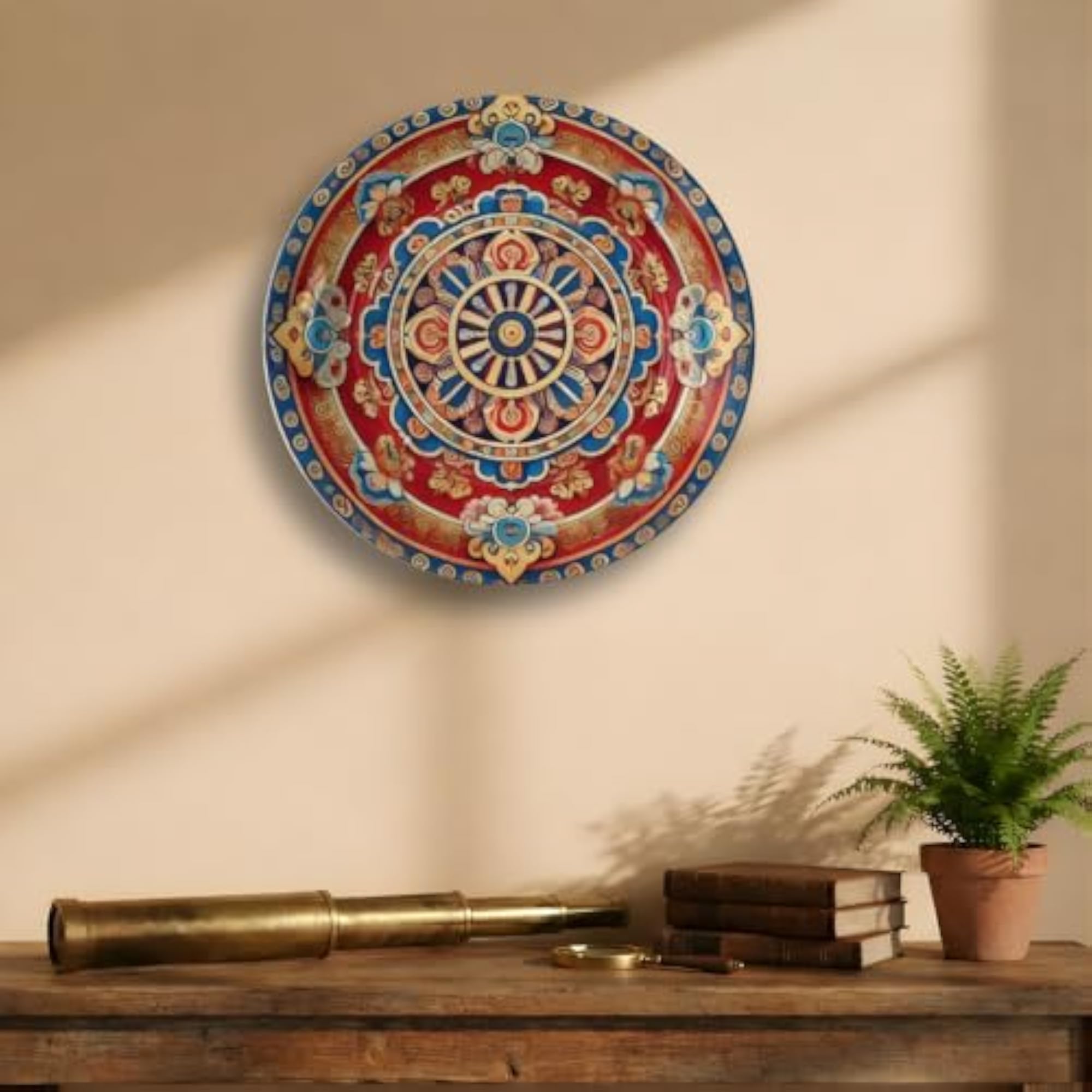 Tibetan Dharma Wheel Mandala Decorative Wall Plate