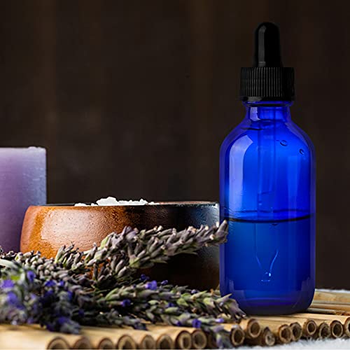 Comrzor 24 Pack 2Oz Cobalt Blue Glass Bottles With Glass Eye Droppers For Essential Oils, Perfumes & Lab Chemicals (Brush, Funnels, 2 Extra Droppers, 36 Pieces Labels & 30Ml Measuring Cup Included) #TOP2