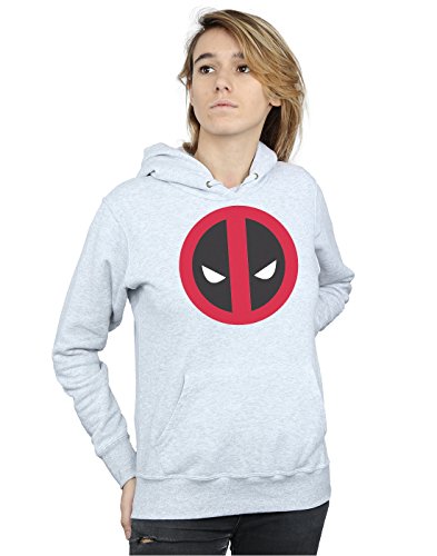 Marvel Women's Deadpool Large Clean Logo Hoodie Heather Grey Medium