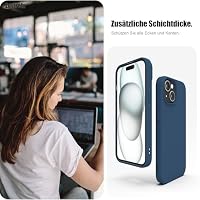 Zuvirelx Silikon Handyhülle für iPhone 15 Hülle, Weiches Griff, Dünne, Minimalistisch, Stoßfest, rutschfest, Taschenpassend - Blau – Ansicht 4