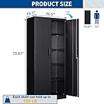Metal Storage Cabinet-71” Tall Steel File Cabinets with Lockable Doors and Adjustable Shelves-Black Steel Storage Cabinet for Home, School, Office, Garage - Image 3
