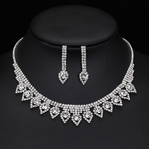 Ensembles de bijoux de mariage en cristal pour femmes : colliers et boucles d'oreilles en perles