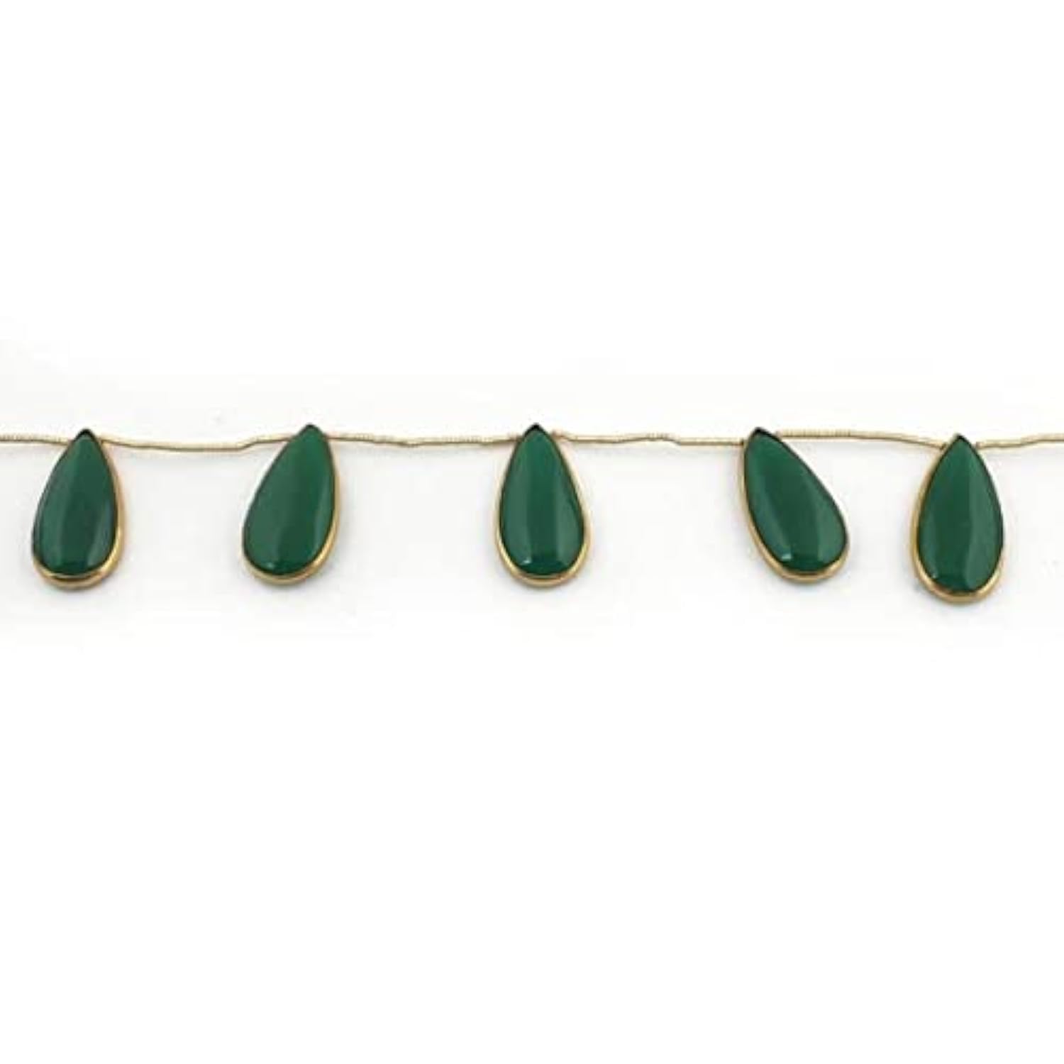 Green Onyx briolettes 30mmx15mm pear shape beads pour fils de colliers artisanaux