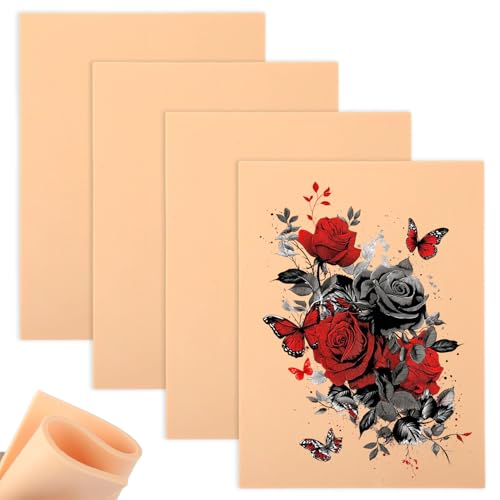 4 Pcs Peau Synthétique Tatouage 3mm, Double Face 15x19,5cm Vierge