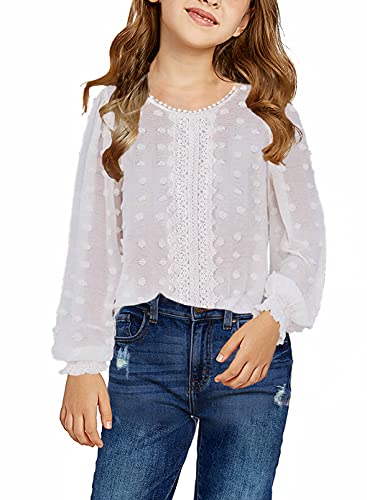 Image of Ecokauer Girls Casual Tunic Tops Knot Front Long Sleeve Loose Soft Blouse T-Shirt Size 4-13