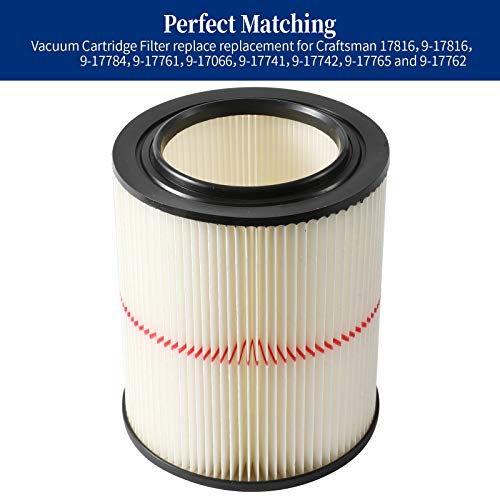 Gazeer 2 Pack Red Stripe Cartridge Filter Compatible With Craftsman 17816 9-17816 Wet Dry Vac Fit 5 Gallon And Larger Vacuum Cleaner #TOP5