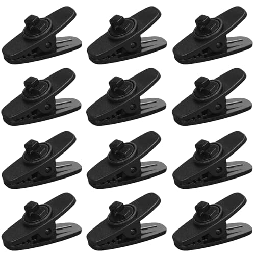 12 Pezzi Clip per Cavi Auricolari Ruotabile a 360°, Clip per Cavo Auricolare Piccolo, Clip per Cavo per Microfono, Morsetto per Filo Cuffie, Clip di Montaggio per Cuffie Cablate, Headset Cable Clips
