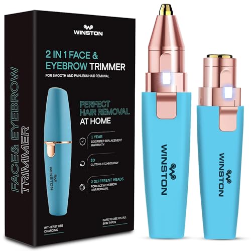 Winston Rechargeable 2 in 1 Eyebrow and Face Trimmer for Women, Multi Grooming Tool for Facial Hair, Upper lips, Forehaed, Nose and Ear Trimmer – 3D Cutting Technology
