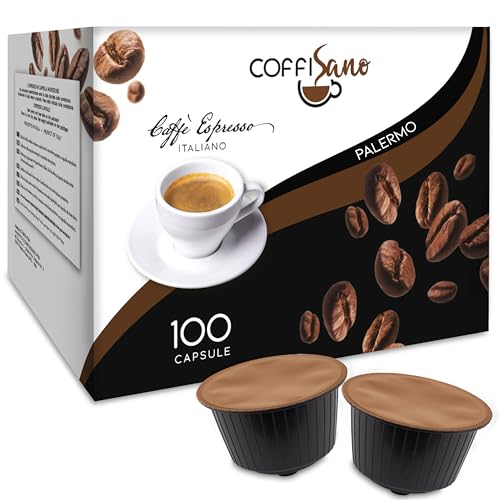 COFFISANO 100 Capsule di Caffè compatibili con Dolce Gusto, Miscela Palermo - Espresso Italiano Monodose, Aroma Gusto Deciso - confezione 4 buste da 25 pz