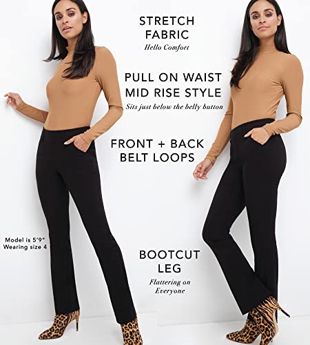 Rekucci Women's Ease into Comfort Classic Bootcut Pant w/Tummy Control4