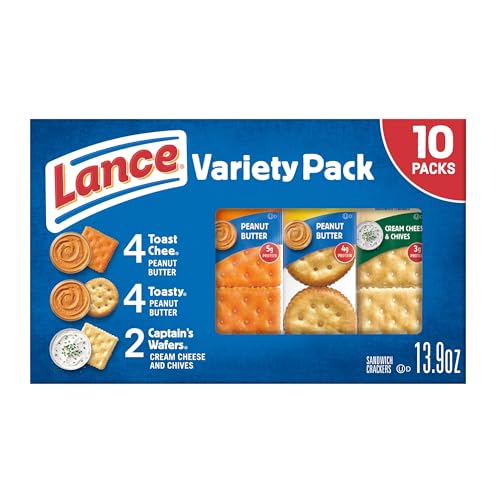 Lance Sandwich Crackers, Variety Pack, 3 Flavors, 10 Individually Wrapped