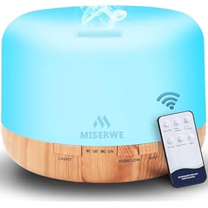 MISERWE 500ml Diffuser with Remote Control Waterless Automatic Shut Off Essential Oil Diffusers with Timing Mode Adjustable Oil Diffuser for Home