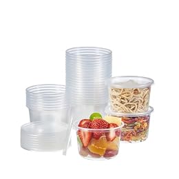 Jaluxing [50 Set - 16 oz. Plastic Deli Disposable Food Storage Containers With Airtight Lids (Formerly FULING)