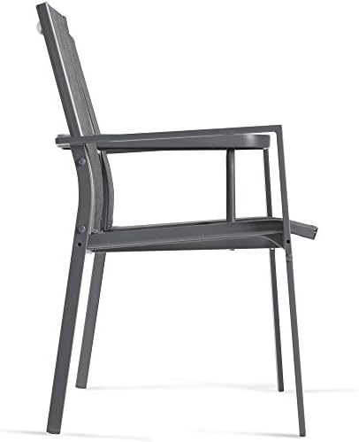 Vonhaus Garden Loveseat - Patio Textoline Duo Seat With Adjoining Table - Outdoor Grey Companion Twin Chair