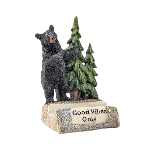 Support de téléphone rustique ours noir accessoire de cabane en résine