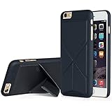 iPhone 6 Plus Case, Akiko Stand Casen[Origami Series] Ultimate Protection Scratch Proof Soft Interior Leather HardCase with [Foldable 2-Way Stand Feature] for iPhone 6 Plus, Navy Blue
