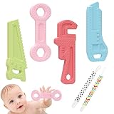 4 Pack Soft Silicone Baby Teething Toys Set, Baby Chew Early Educationla Toys, Easy to Hold and Clea