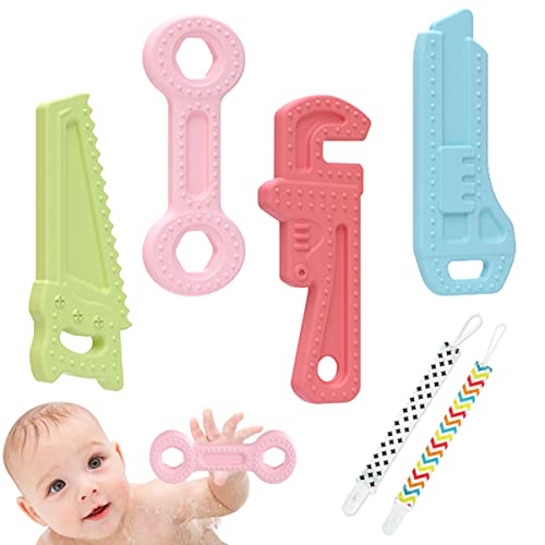 4 Pack Soft Silicone Baby Teething Toys Set, Baby Chew Early Educationla Toys, Easy To Hold And Clean Teether Gift Toys For 3-12 Months Boys And Girls #TOP4