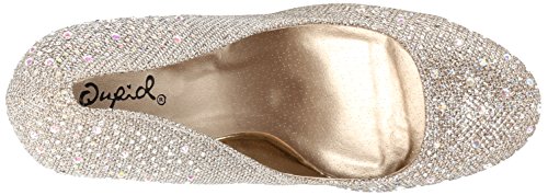Qupid Women's Onyx-177, Champagne Glitter Polyurethane, 6 M Us #TOP4