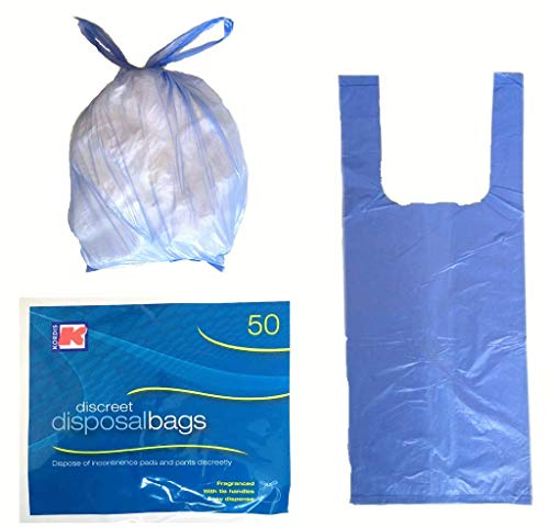 Adult Large Incontinence Pad Disposal Bags (42 x 32cm inc tie Handles) - 5 x Packs 50 = 250 Bags