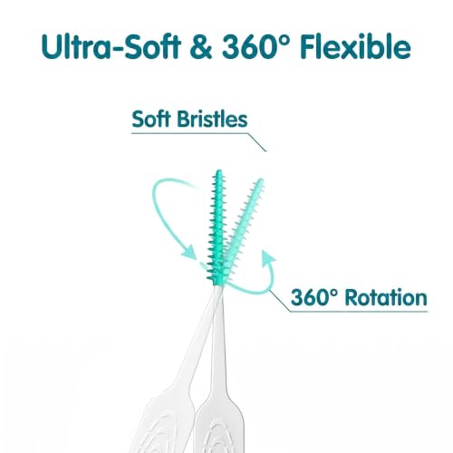 220PCS Floss Picks Soft Rubber Toothpicks Interdental Brushes Green - image 3