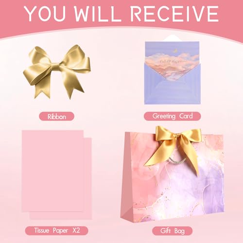 Image of JMANNI Gift Bags, Mothers Day Gift Bags with Ribbon, Portable Paper Gift Bag, Marble Pattern, for Any Occasion, Including Valentines Day Baby Shower Birthday Party Wedding Mothers Day(LP11-DLS07-L