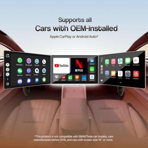 Image of Ambrane 4-in-1 Wireless Android Auto & Carplay Adapter, Support Phone Mirroring, YouTube, Netflix, Converts Wired to Wireless Carplay, 4GB RAM+32GB ROM, WiFi 6, USB A & USB-C (Carlink Stream+, Black)