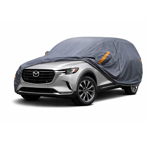 Image of Coverlex All-Weather Car Cover Custom Fit for Mazda CX-9 CX-90 2007-2026 | Waterproof, Heavy Duty, Cotton Liner, Paint Protection, Rain Snow UV Proof, Driver Door Zipper, Windproof Straps, Storage Bag